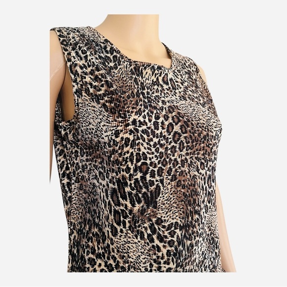 Choices casual accordion leopard print sleeveless top tank Medium brown black - Picture 4 of 11